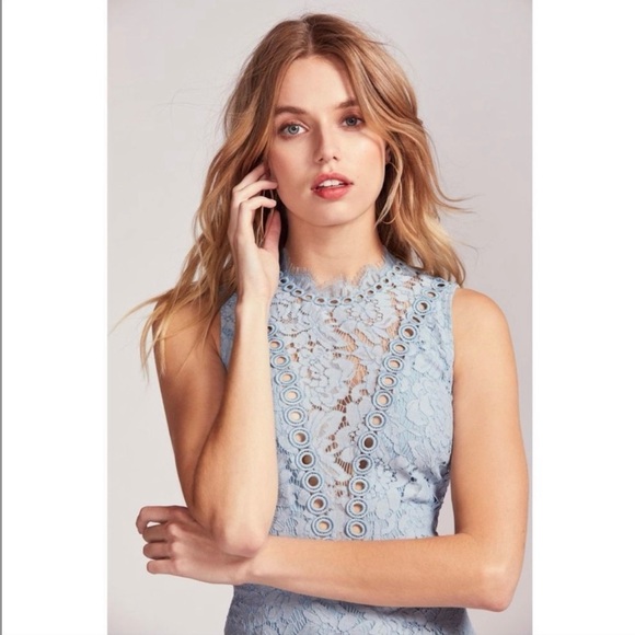 SAYLOR Blue Sheath Mini Dress with Plunge Neckline - Picture 3 of 13